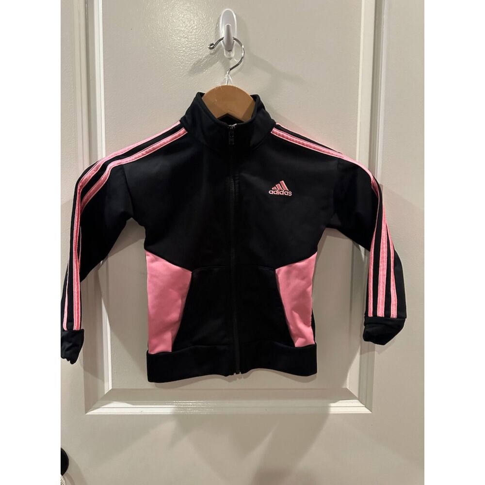 Adidas Classic Track Girl Jacket with Pink Stripes Size 3T